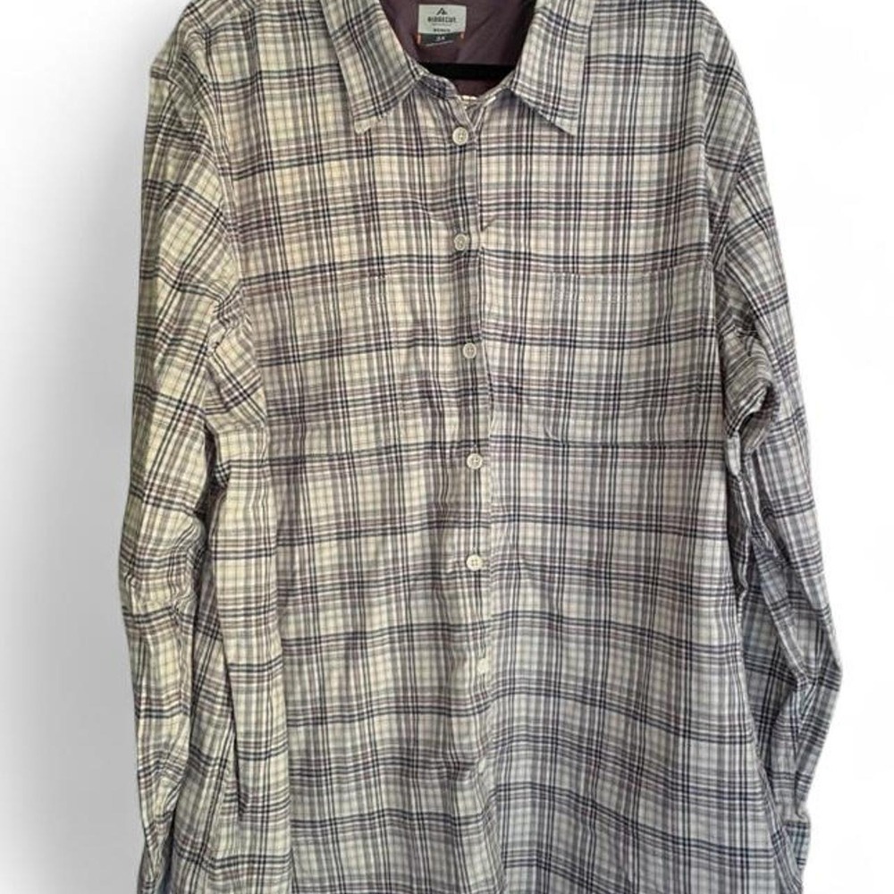 Ridgecut Womens 3X Plaid Button Up Shirt Grey Multi Long Sleeve Workwear